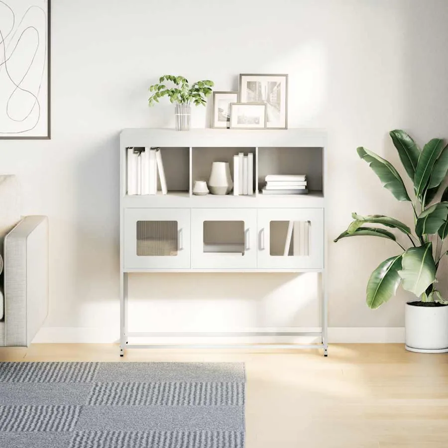 Buffet blanc 100,5x39x107 cm acier laminé à froid - 4