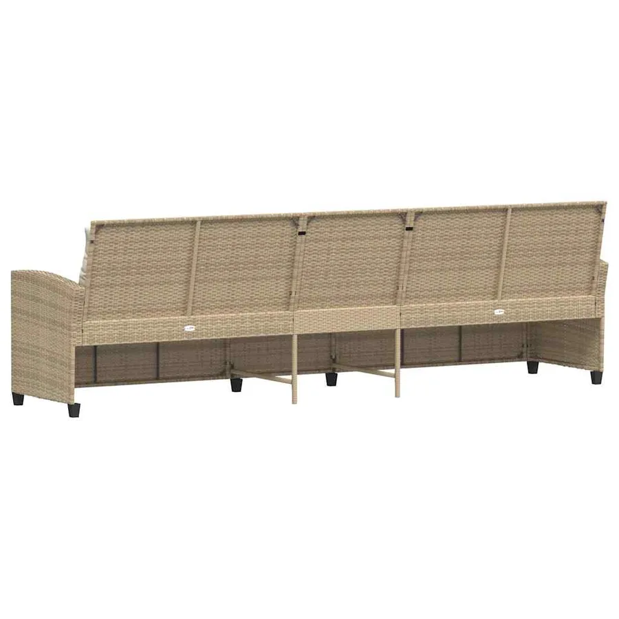 Canapé de jardin avec coussins 5 places beige résine tressée - 6