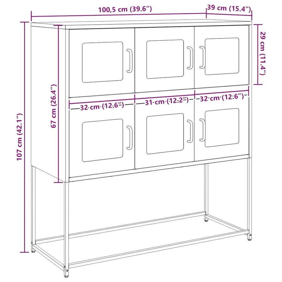 Buffet rose 100,5x39x107 cm acier laminé à froid - 14