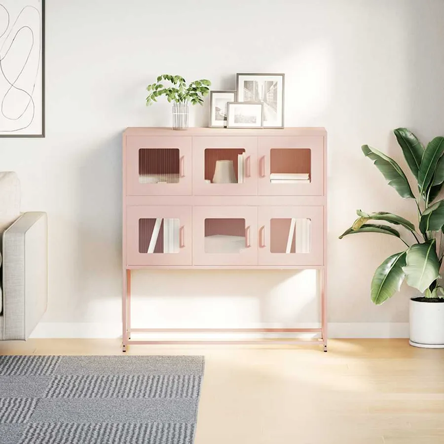 Buffet rose 100,5x39x107 cm acier laminé à froid - 4