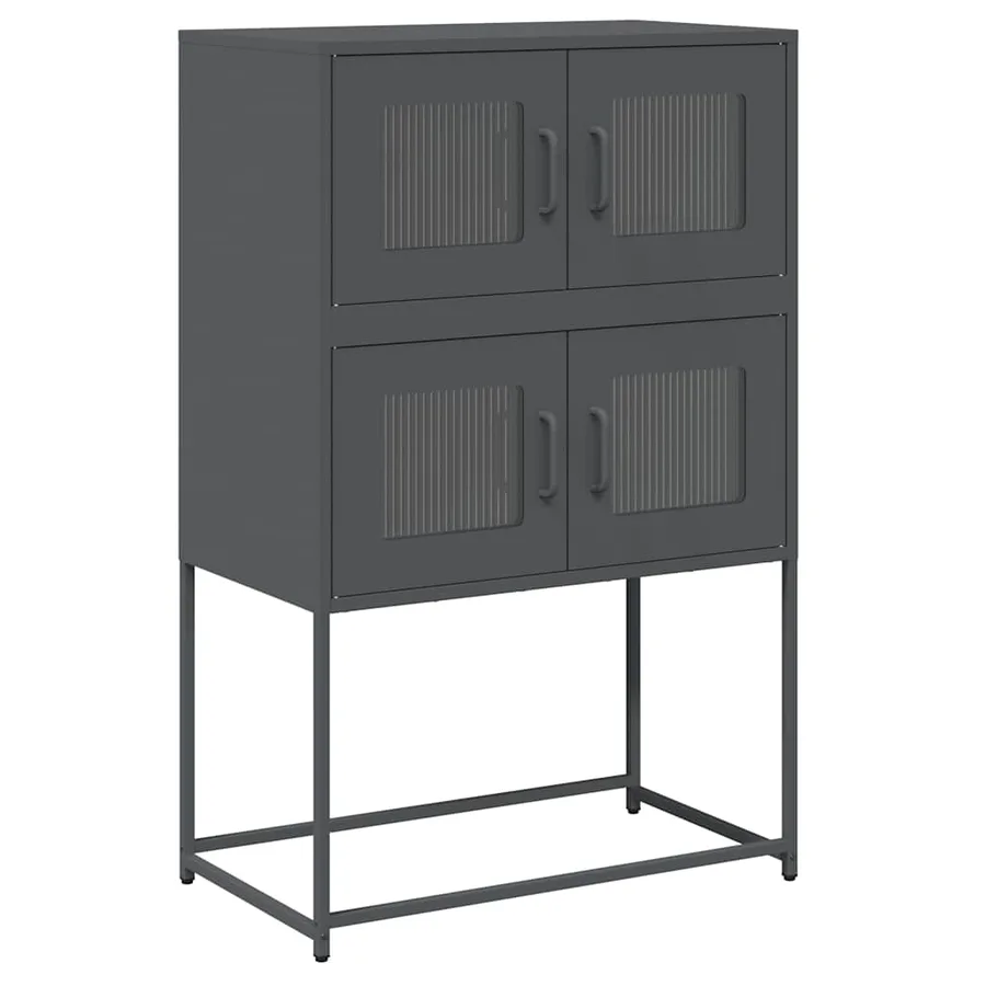 Buffet haut anthracite 68x39x107 cm acier - 2