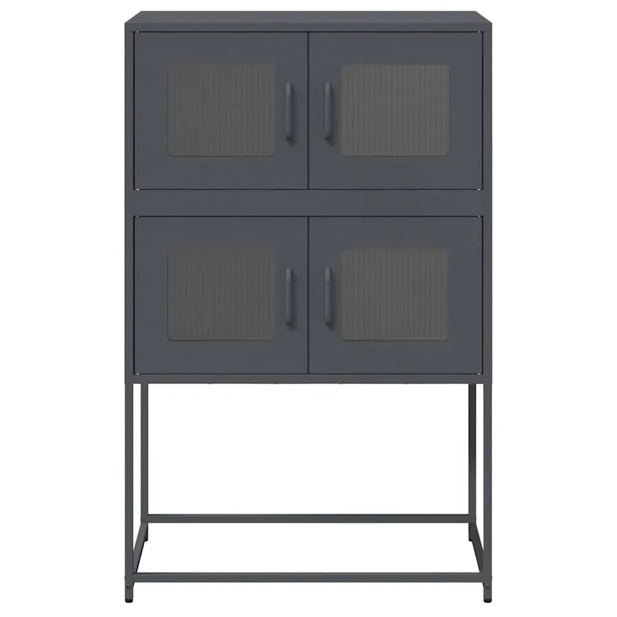 Buffet haut anthracite 68x39x107 cm acier - 5