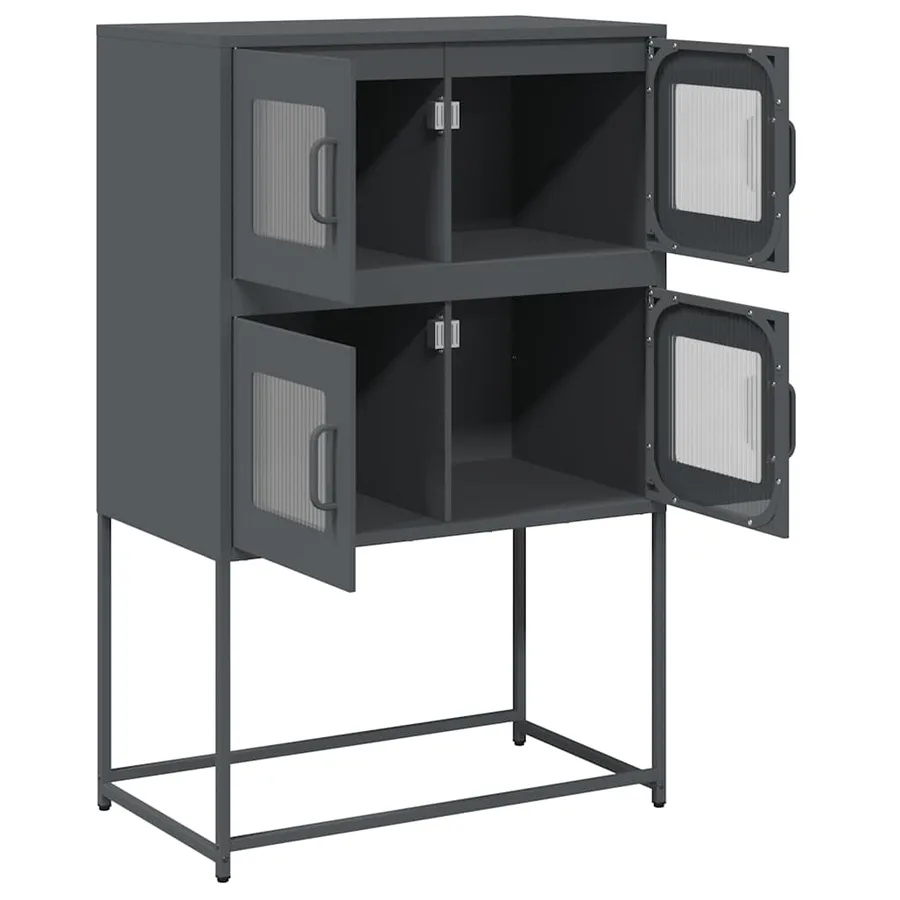 Buffet haut anthracite 68x39x107 cm acier - 6