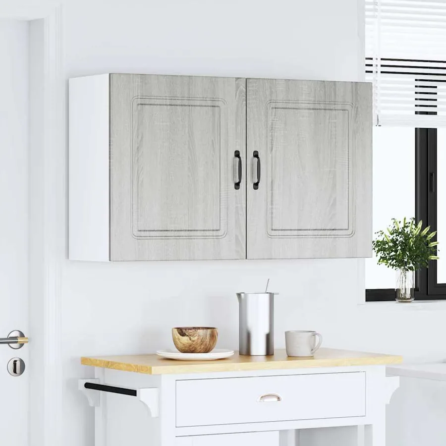 Armoires murales de cuisine 2 pcs Kalmar Gris Sonoma en bois d'ingénierie