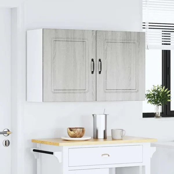 Armoires murales de cuisine 2 pcs Kalmar Gris Sonoma en bois d'ingénierie