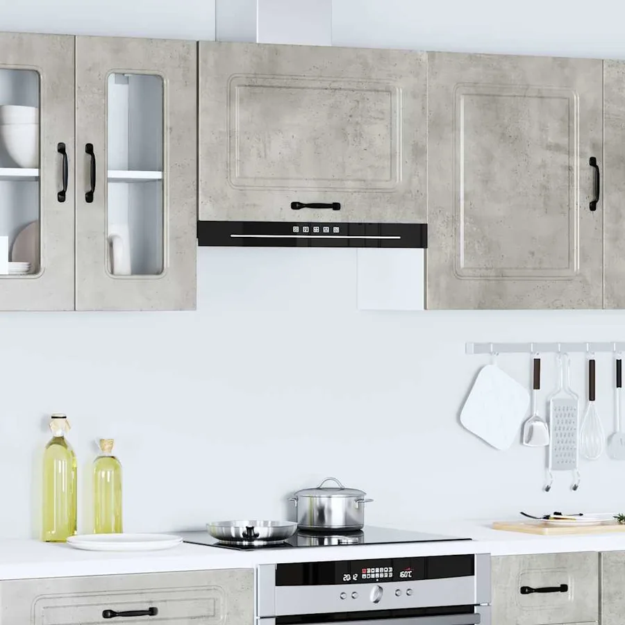 Armoire murale de cuisine Kalmar gris béton bois d'ingénierie - 4