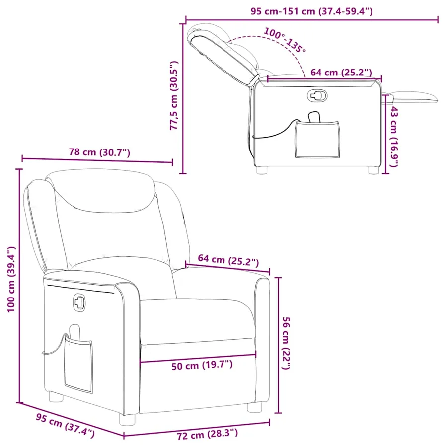 Fauteuil de massage inclinable Gris foncé Tissu - 13