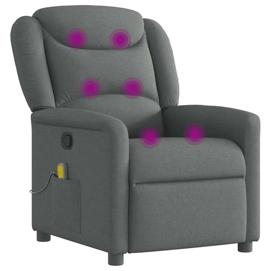 Fauteuil de massage inclinable Gris foncé Tissu - 7