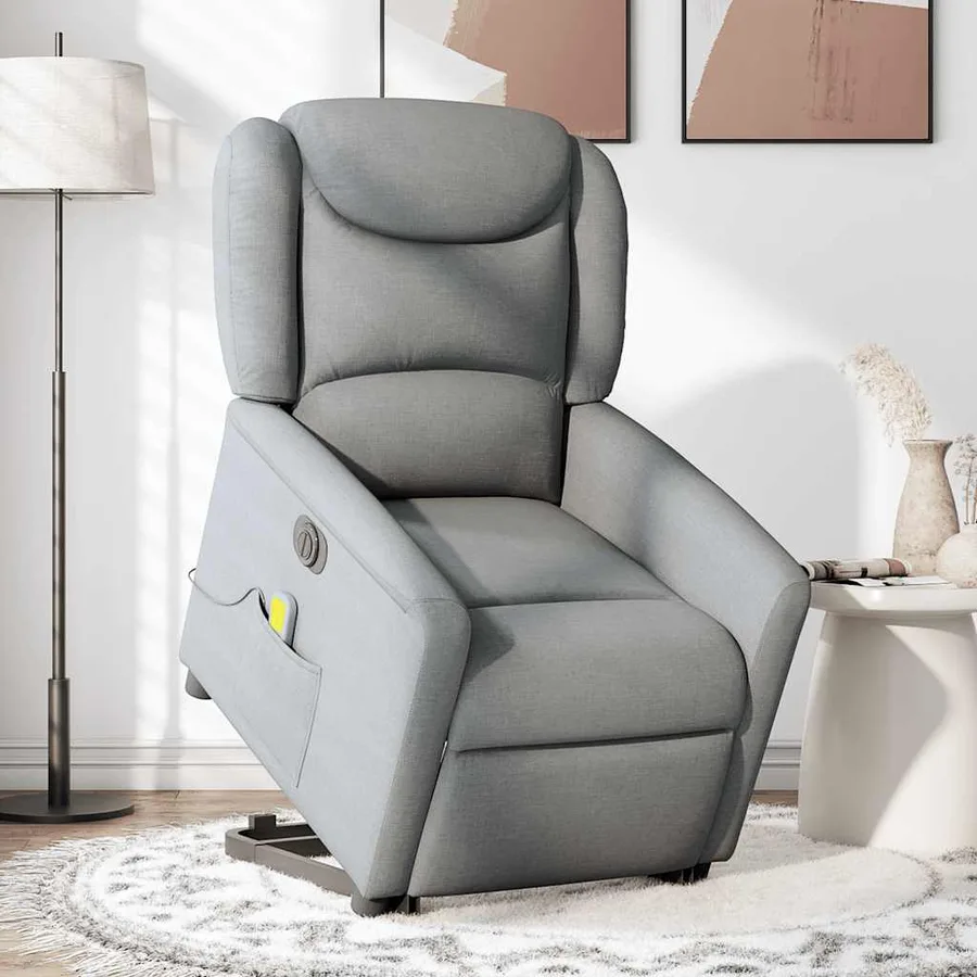 Fauteuil inclinable de massage électrique Gris clair Tissu - 2