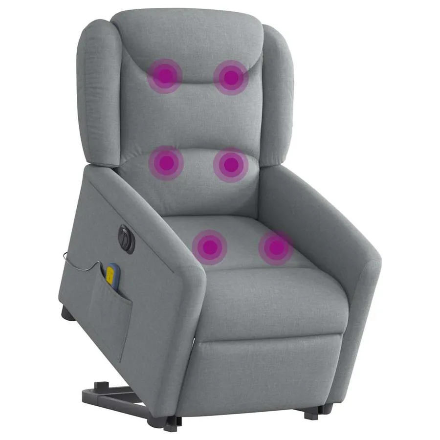 Fauteuil inclinable de massage électrique Gris clair Tissu - 3