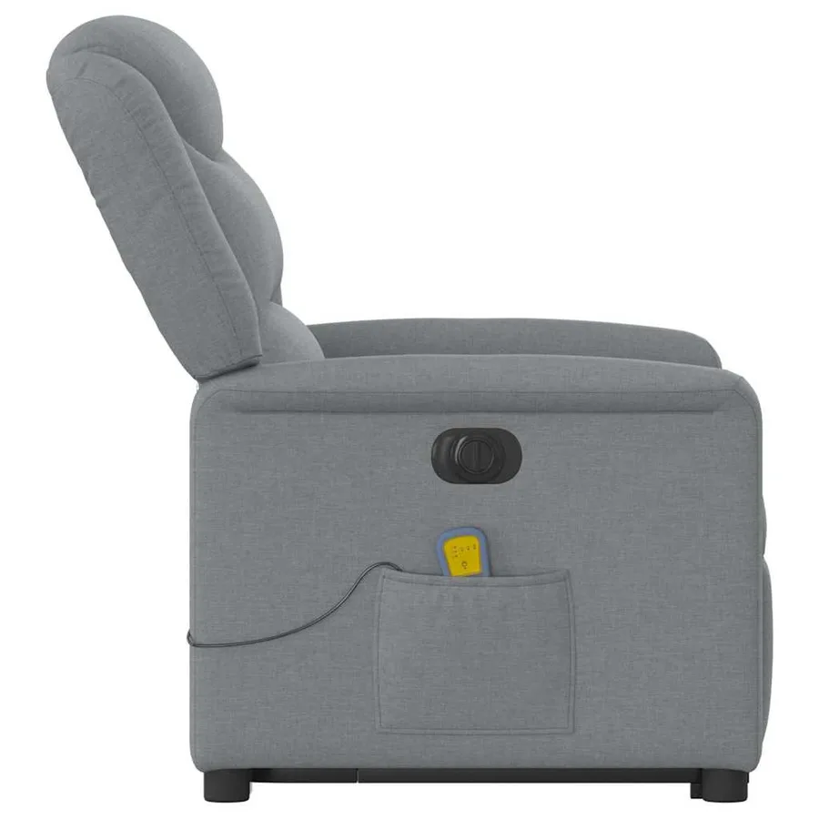 Fauteuil inclinable de massage électrique Gris clair Tissu - 6