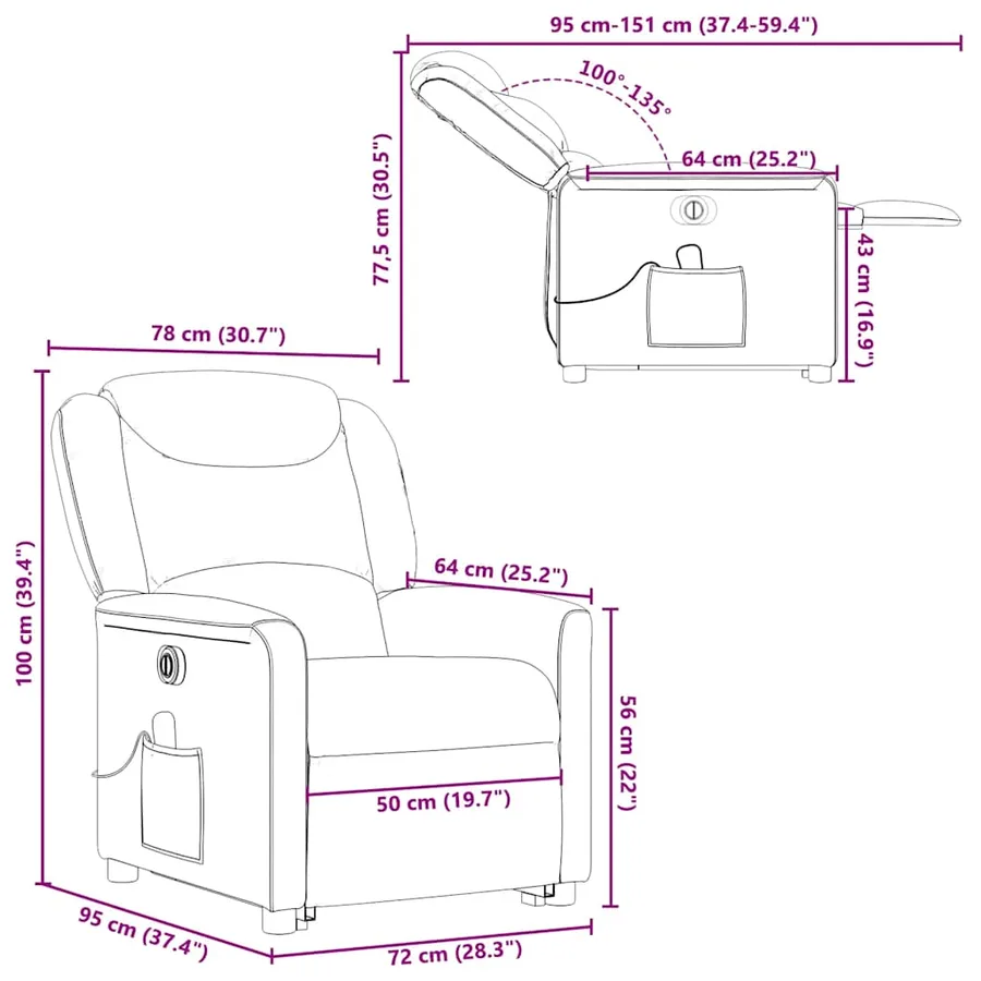 Fauteuil inclinable de massage électrique Vert foncé Tissu - 17