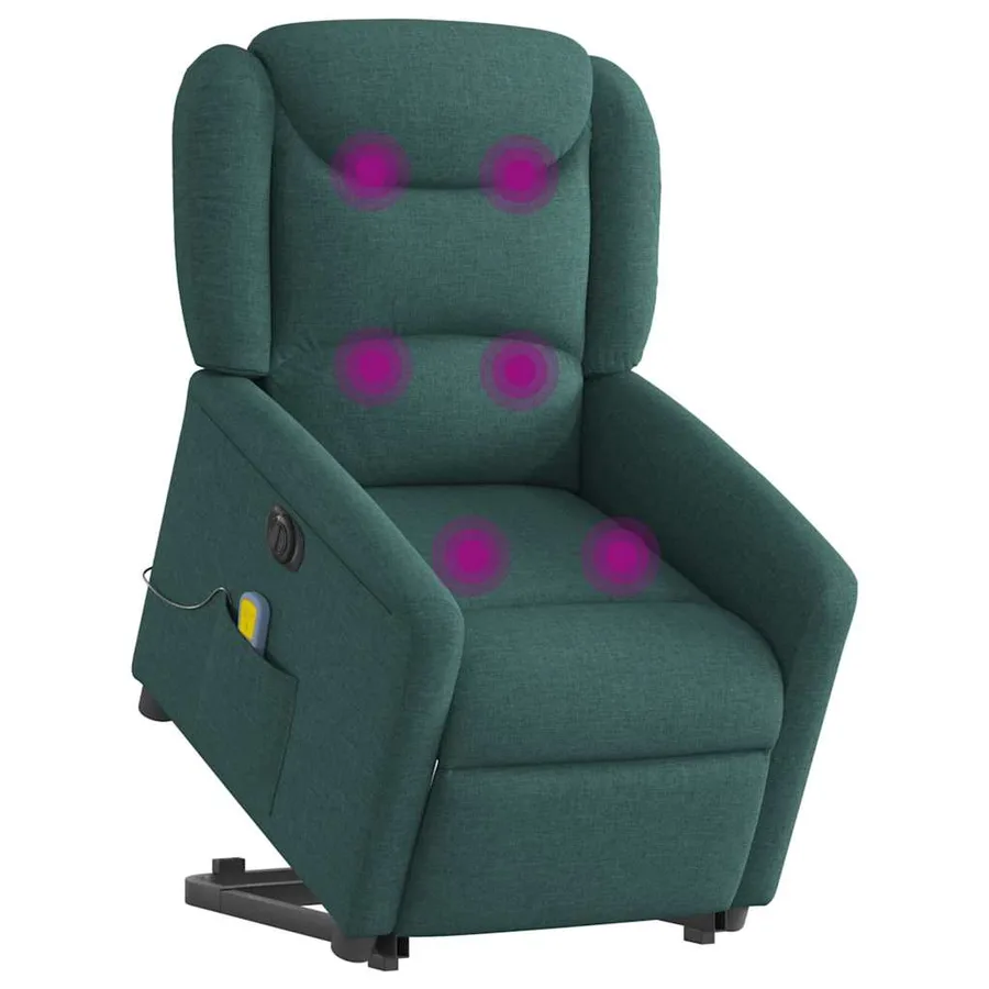 Fauteuil inclinable de massage électrique Vert foncé Tissu - 3