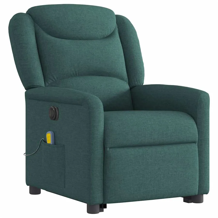Fauteuil inclinable de massage électrique Vert foncé Tissu - 4