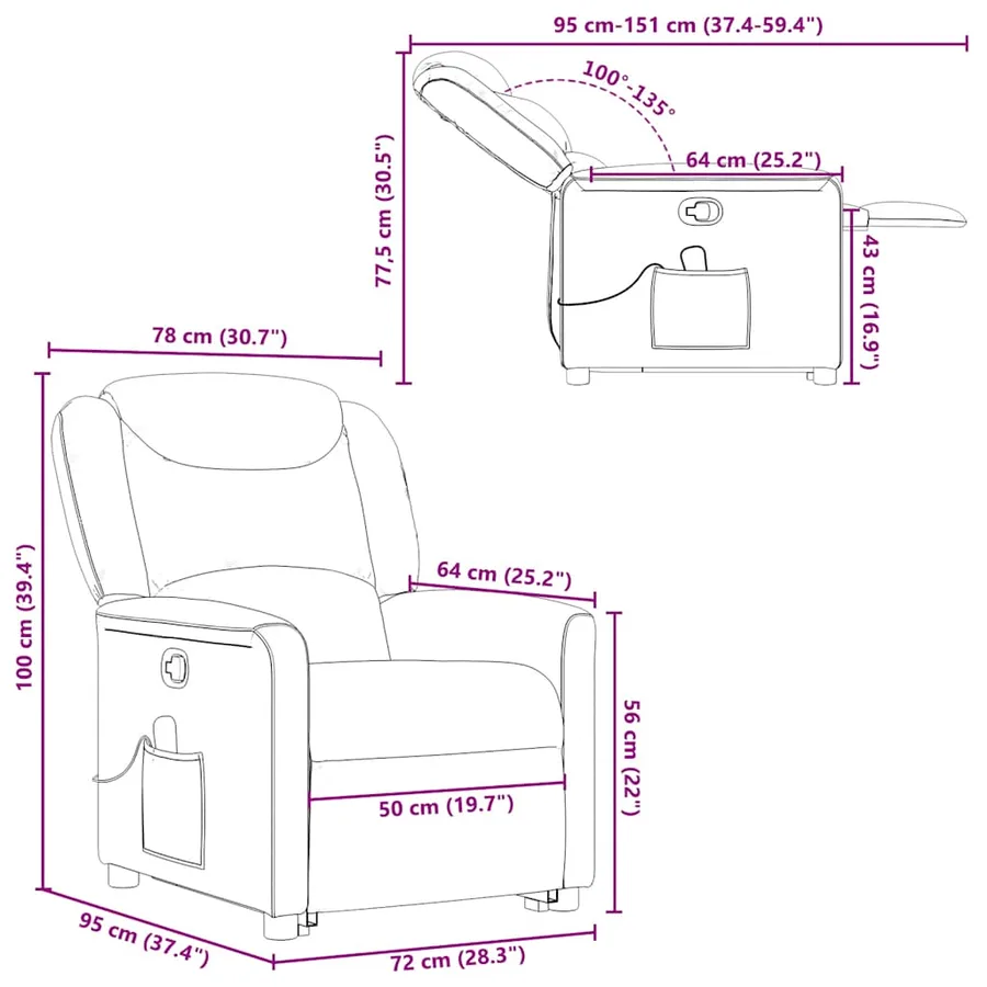 Fauteuil de massage inclinable Gris foncé Tissu - 16