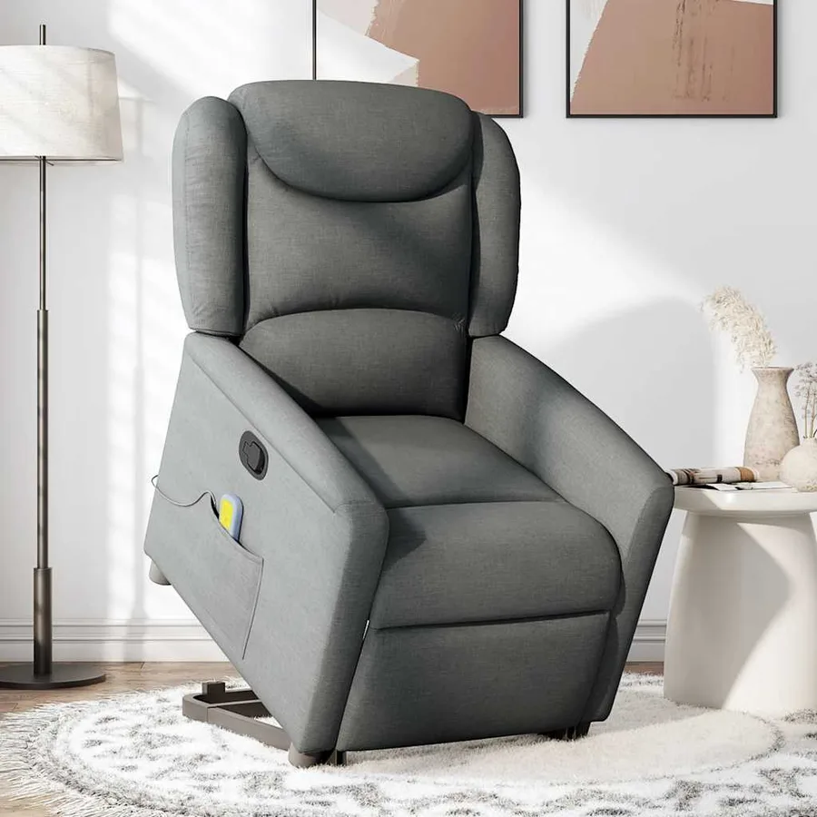 Fauteuil de massage inclinable Gris foncé Tissu - 2