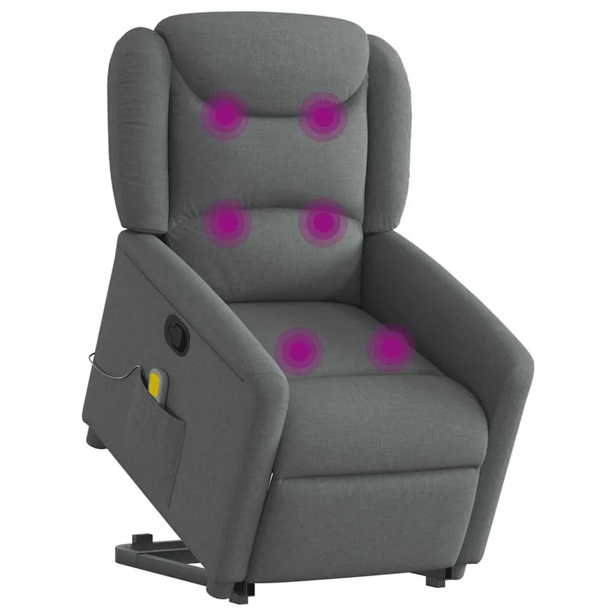 Fauteuil de massage inclinable Gris foncé Tissu - 3