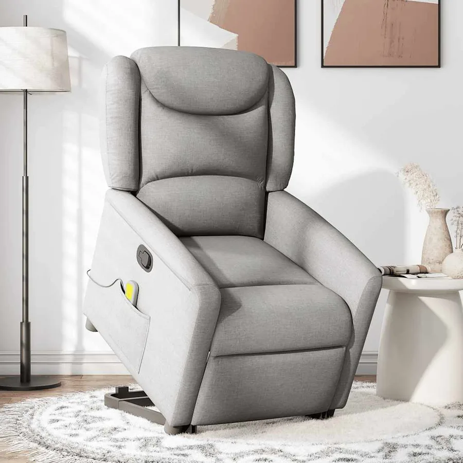 Fauteuil de massage inclinable gris nuage tissu - 2