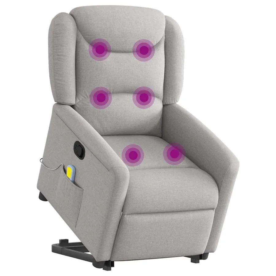 Fauteuil de massage inclinable gris nuage tissu - 3