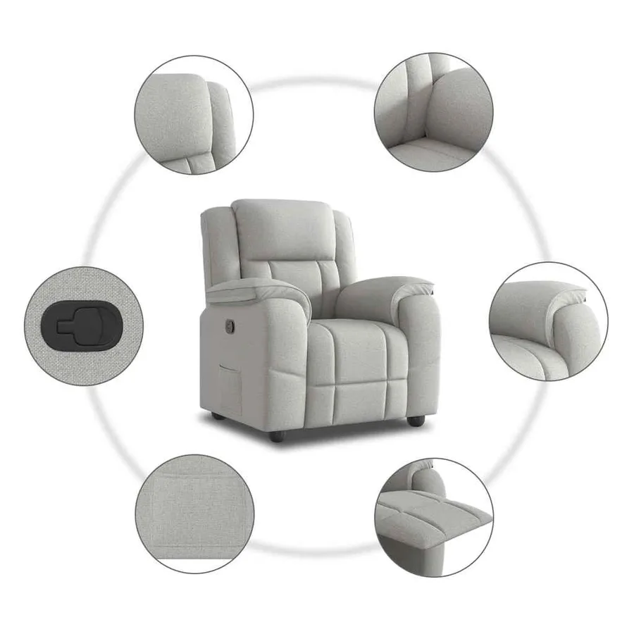 Fauteuil inclinable gris nuage tissu - 7