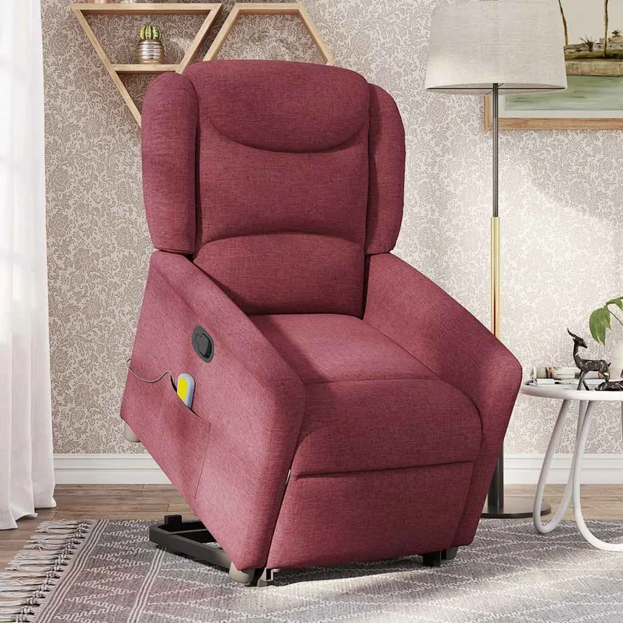 Fauteuil inclinable de massage Rouge bordeaux Tissu - 2