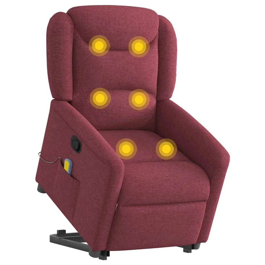 Fauteuil inclinable de massage Rouge bordeaux Tissu - 3