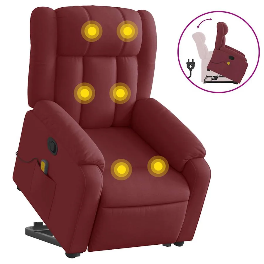 Fauteuil inclinable de massage Rouge bordeaux Tissu - 2