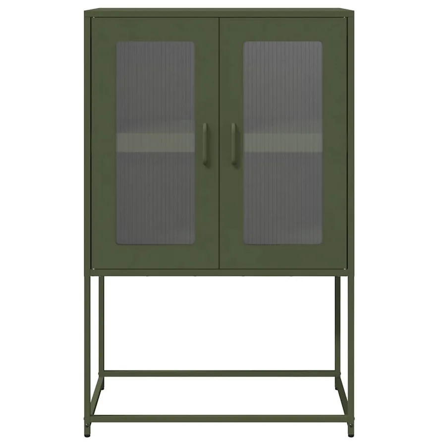 Buffet haut vert olive 68x39x107 cm acier - 5