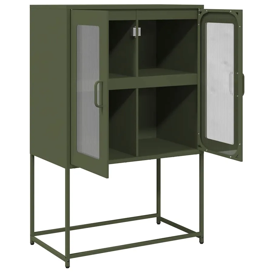 Buffet haut vert olive 68x39x107 cm acier - 6