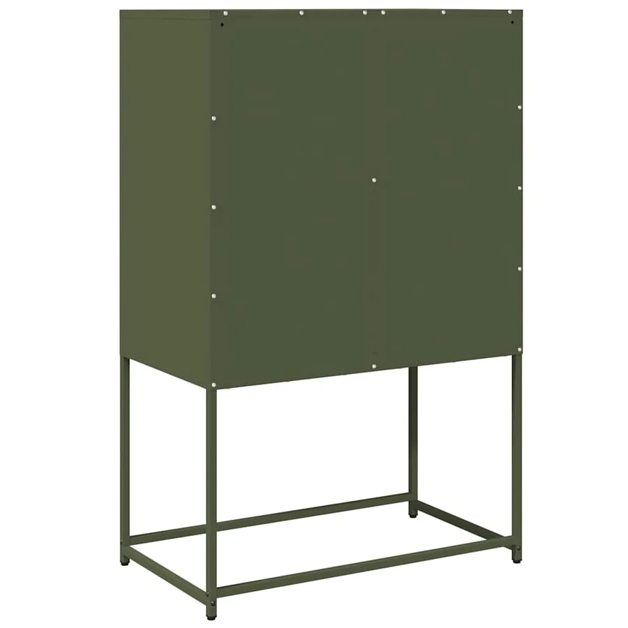 Buffet haut vert olive 68x39x107 cm acier - 8