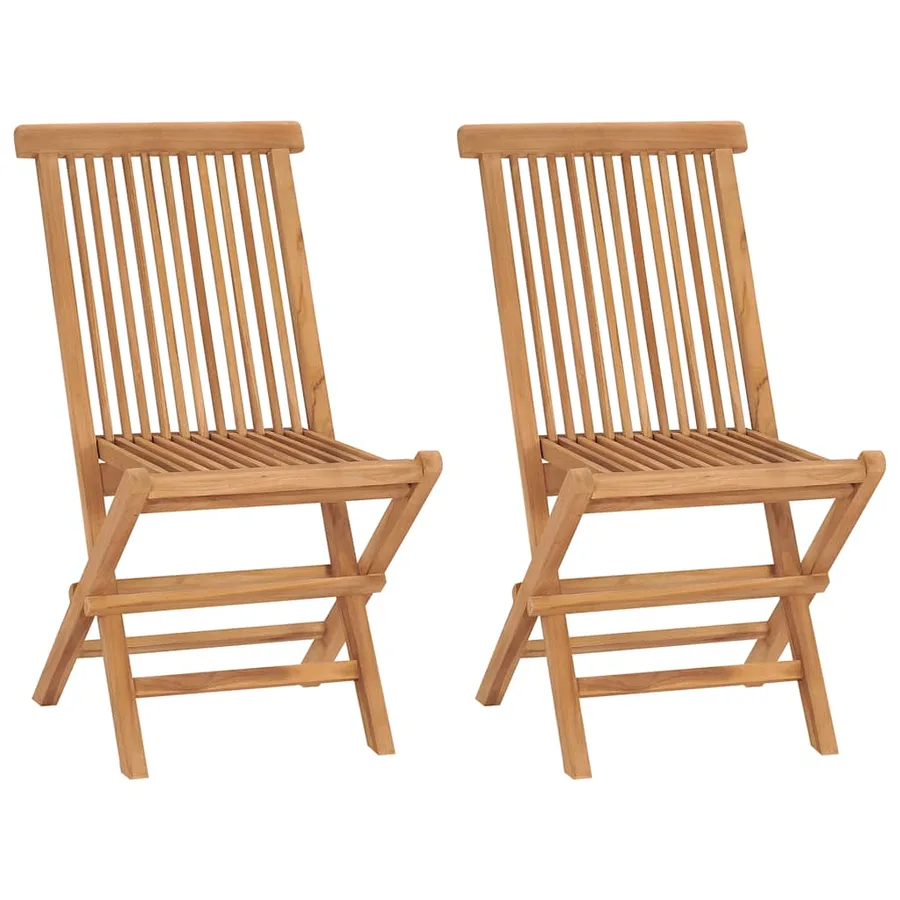 Chaises pliables de jardin lot de 2 Bois de teck solide - 2