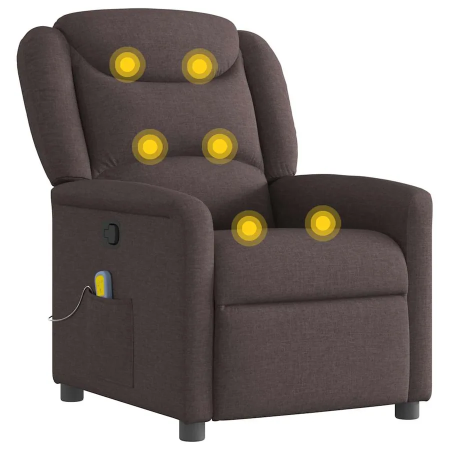 Fauteuil de massage inclinable Marron foncé Tissu - 6