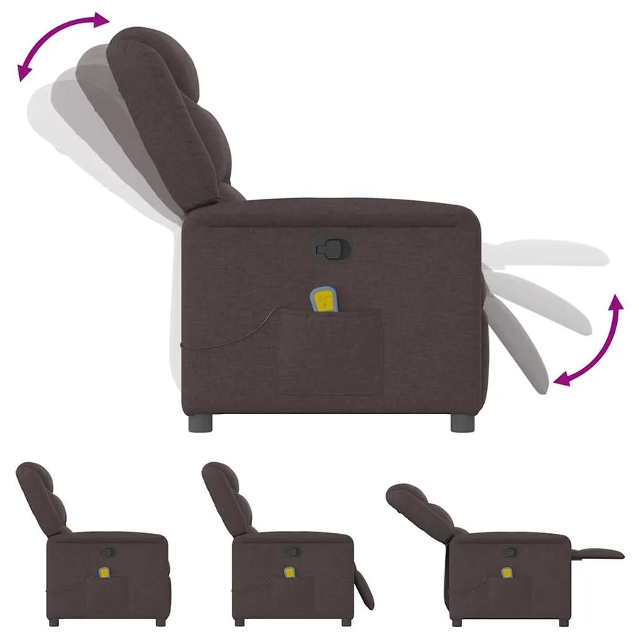 Fauteuil de massage inclinable Marron foncé Tissu - 7
