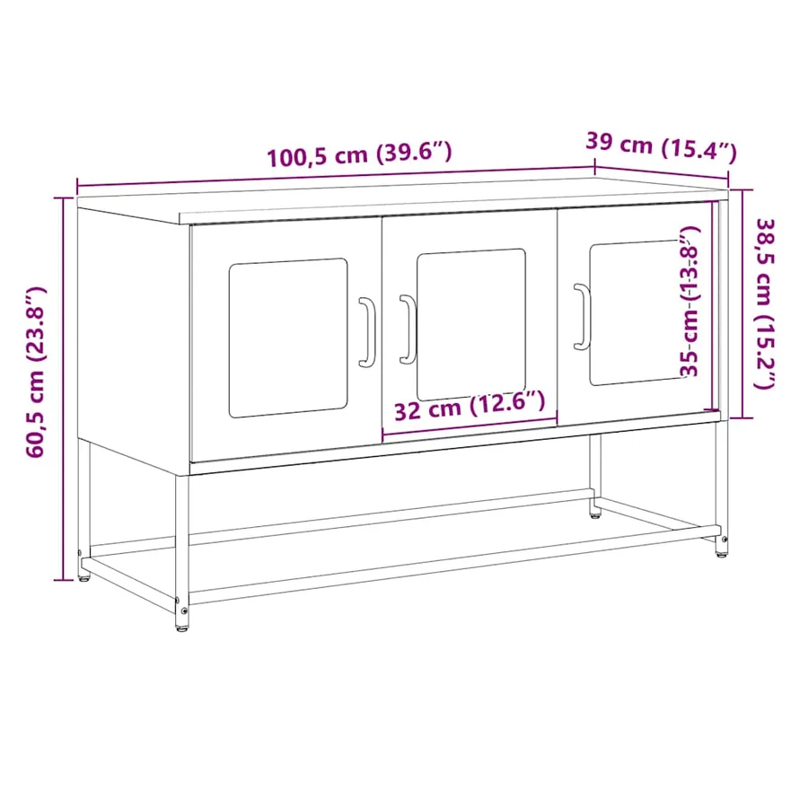Meuble TV noir 100,5x39x60,5 cm acier laminé à froid - 14