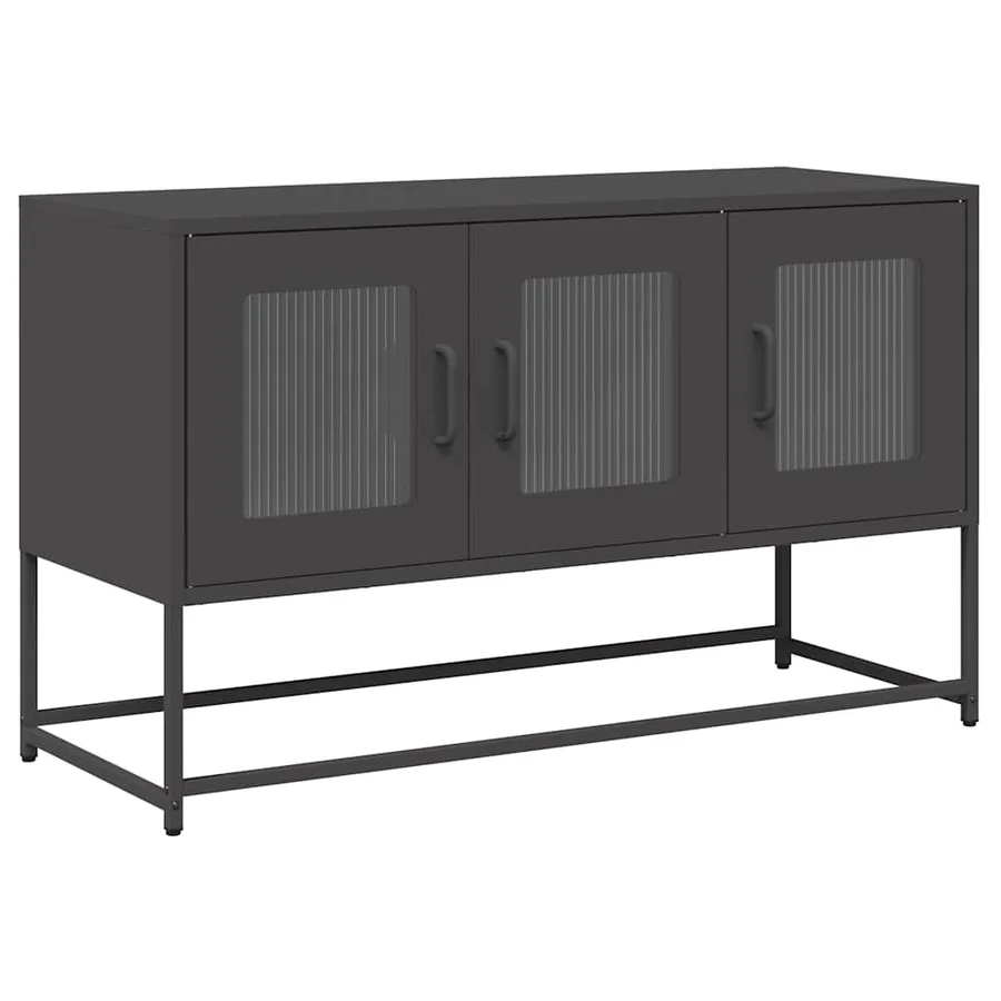 Meuble TV noir 100,5x39x60,5 cm acier laminé à froid - 2