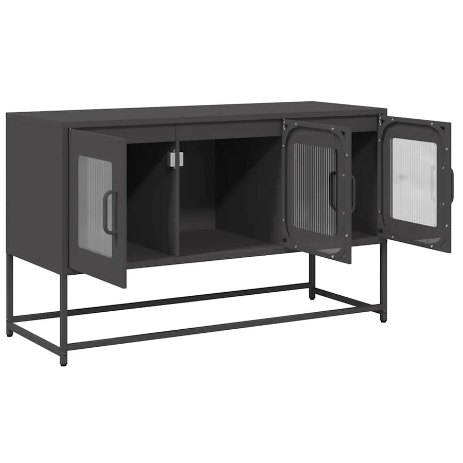 Meuble TV noir 100,5x39x60,5 cm acier laminé à froid - 7