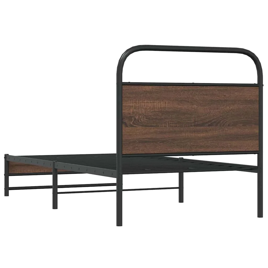 Cadre de lit sans matelas 90x190cm chêne marron bois ingénierie - 7