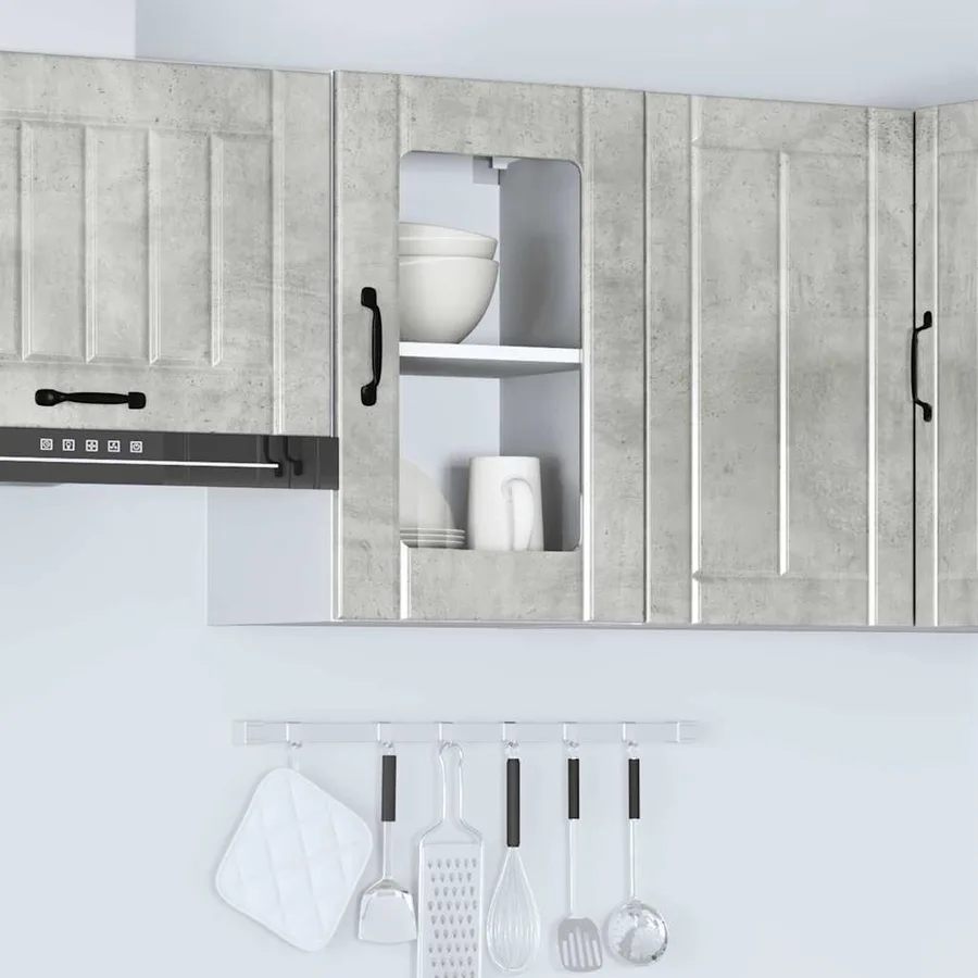 Armoire murale de cuisine avec porte en verre Lucca gris béton - 4