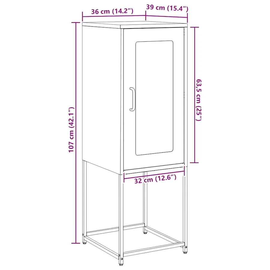 Buffet anthracite 36x39x107 cm acier laminé à froid - 14