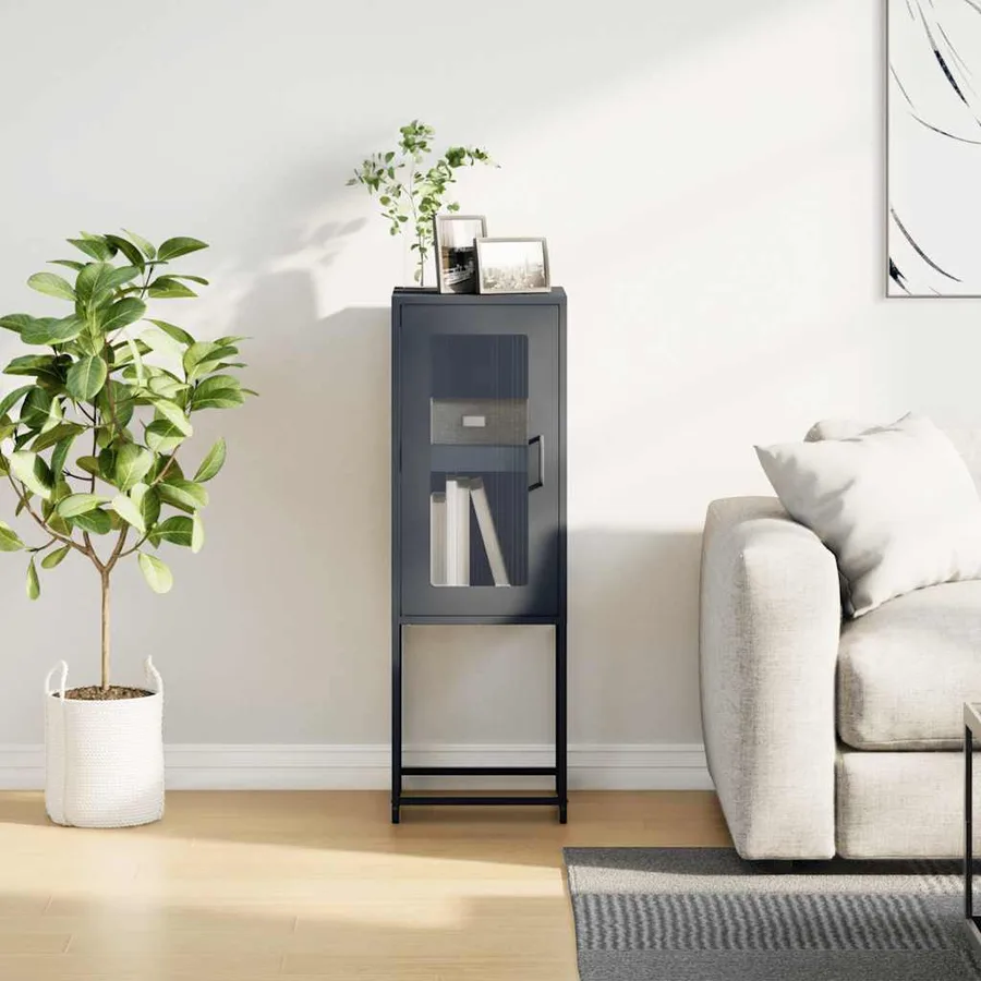 Buffet anthracite 36x39x107 cm acier laminé à froid - 4