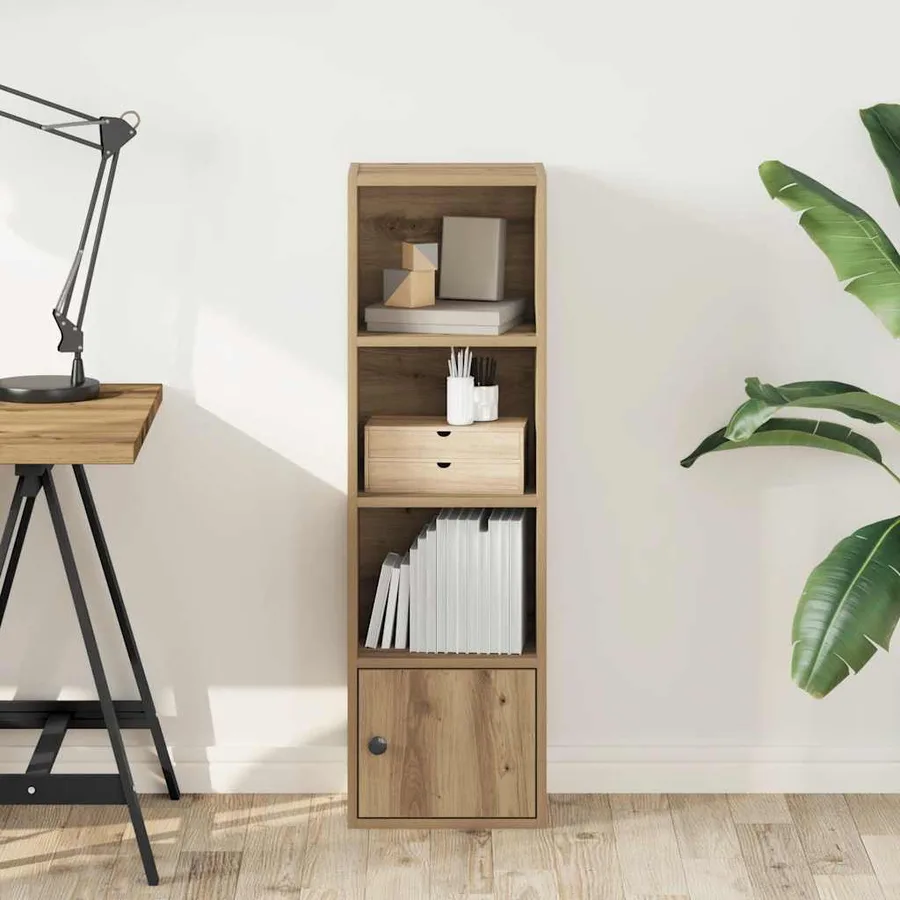 Bibliothèque chêne artisanal 31x24x102 cm bois d'ingénierie - 3