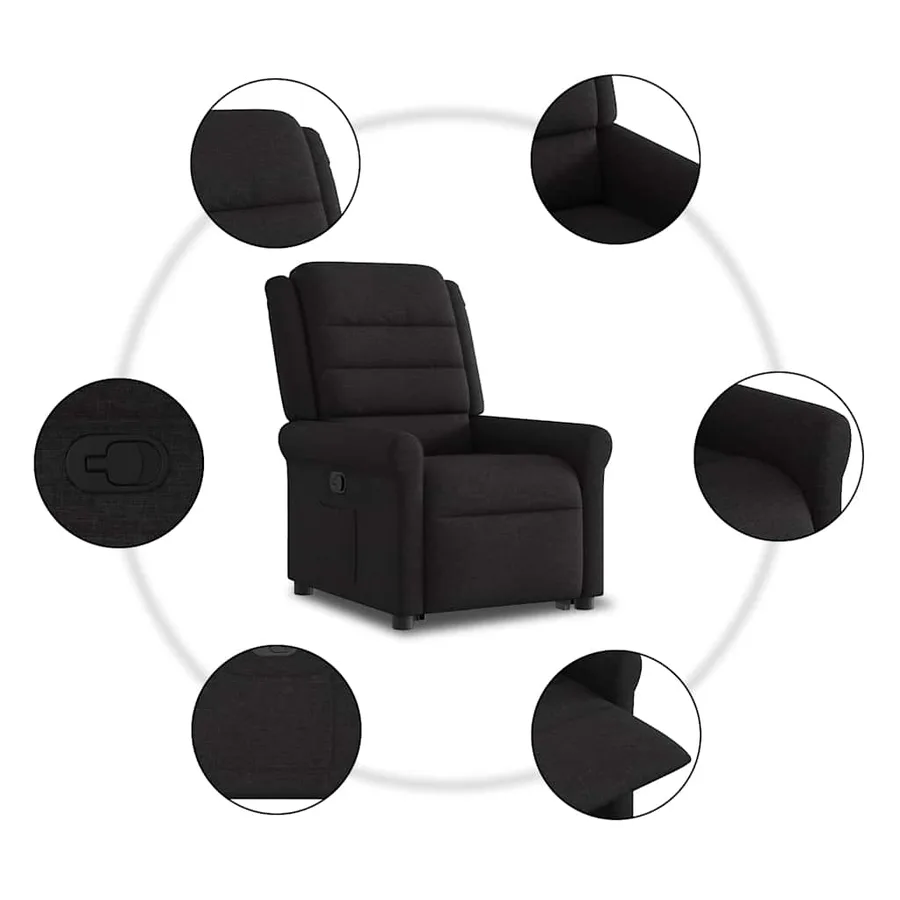 Fauteuil inclinable noir tissu - 10