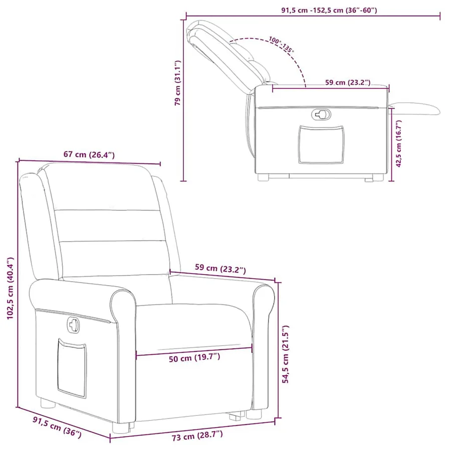 Fauteuil inclinable noir tissu - 15