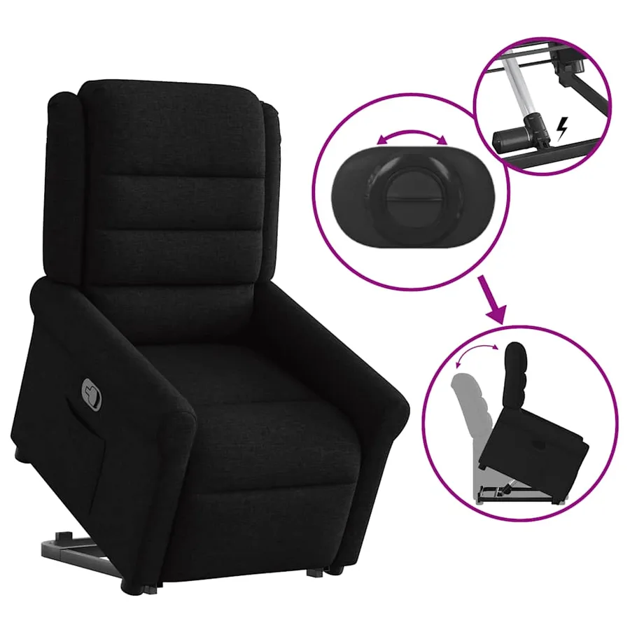 Fauteuil inclinable noir tissu - 9