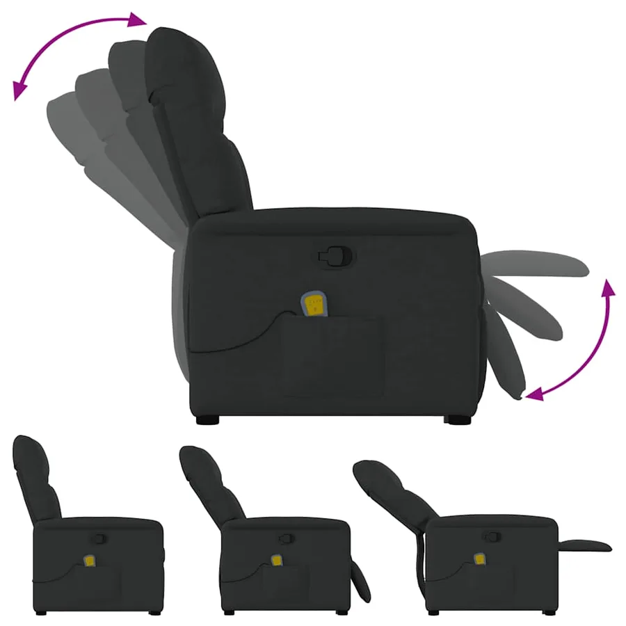 Fauteuil de massage inclinable Noir Tissu - 8