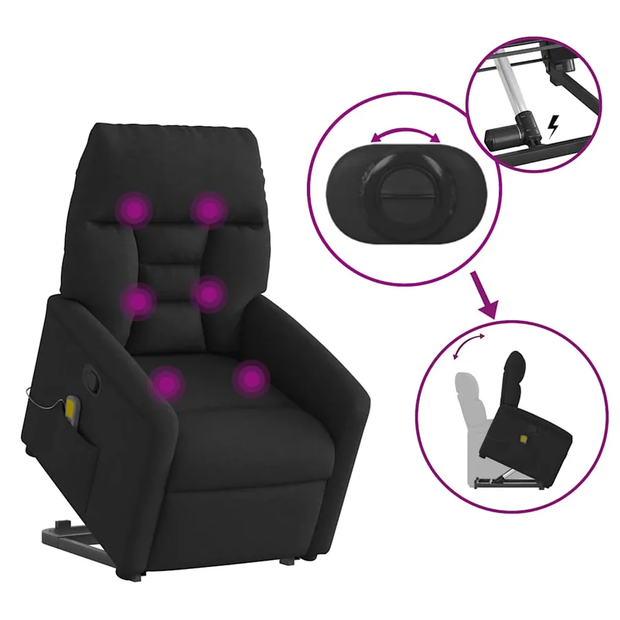 Fauteuil de massage inclinable Noir Tissu - 9