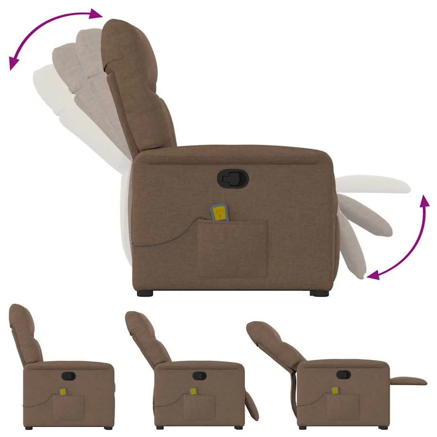 Fauteuil de massage inclinable Marron Tissu - 8