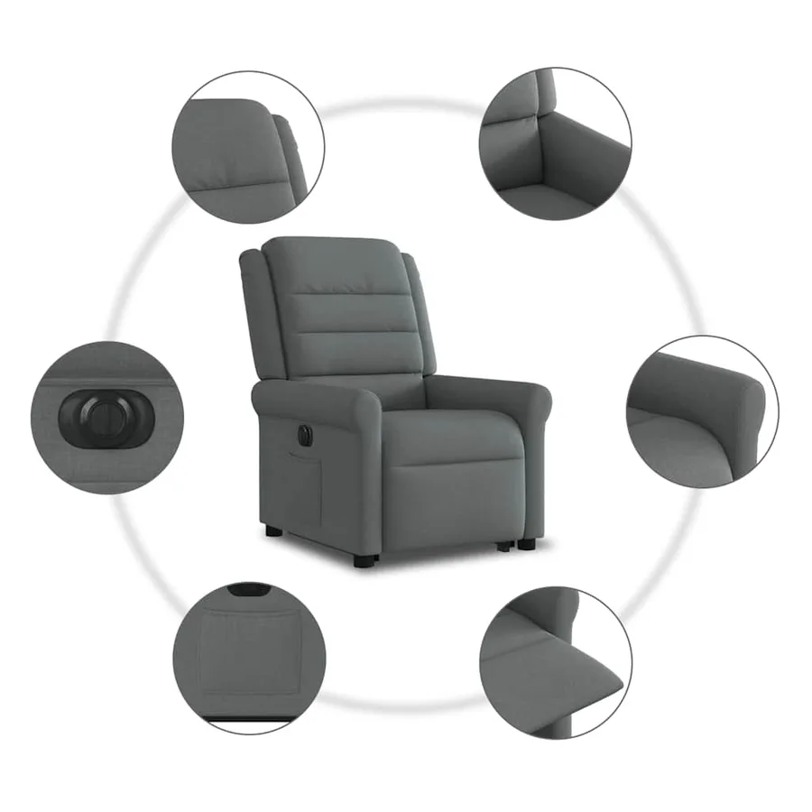 Fauteuil inclinable électrique gris foncé tissu - 11