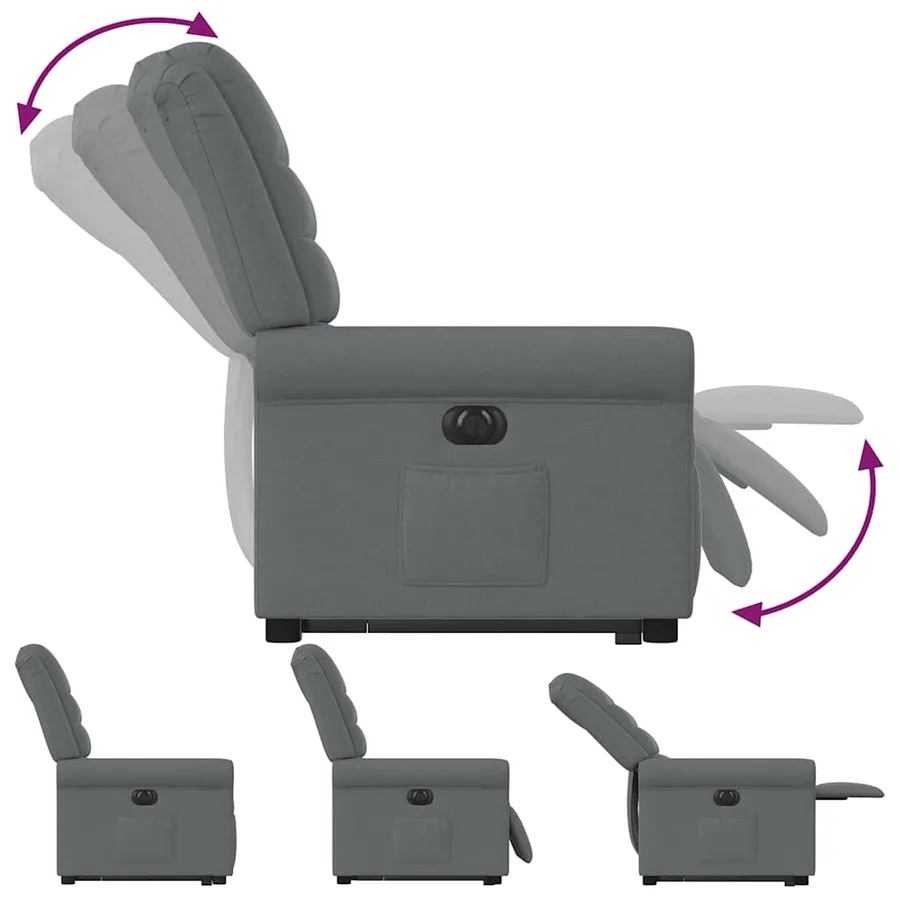 Fauteuil inclinable électrique gris foncé tissu - 8