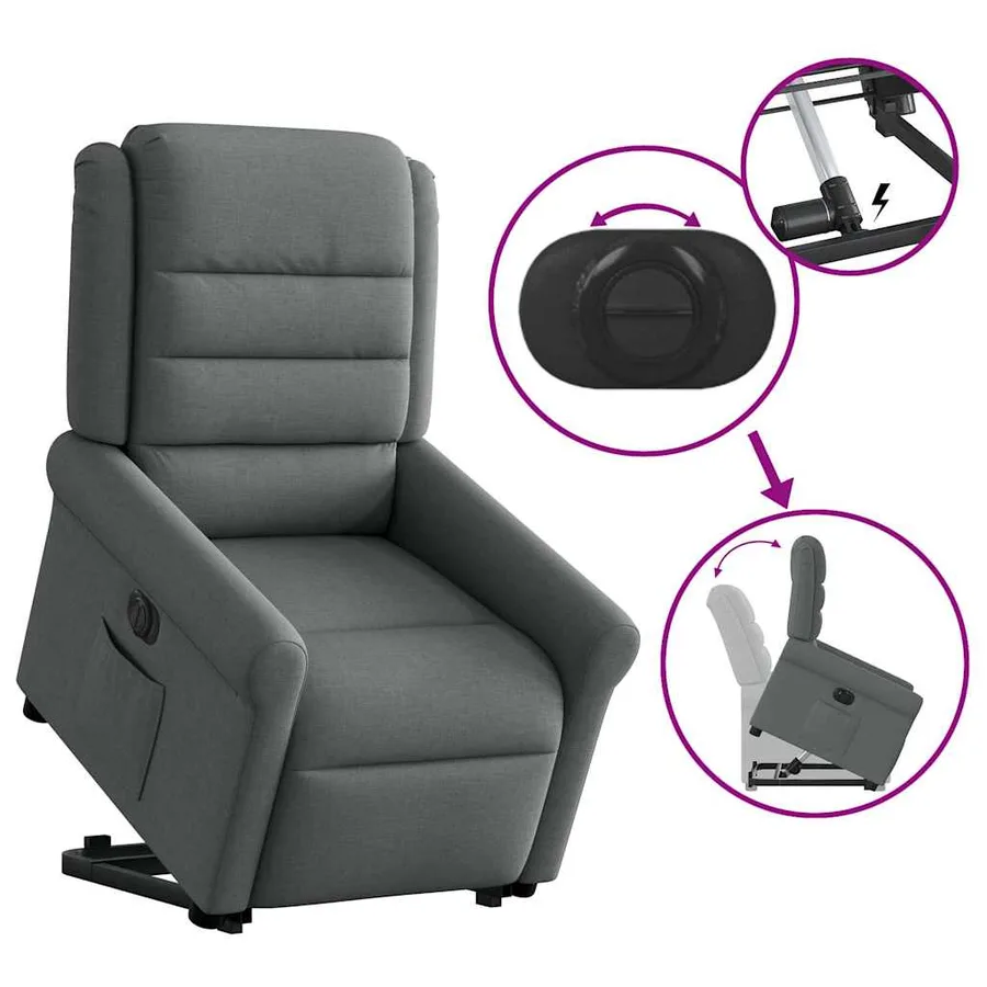Fauteuil inclinable électrique gris foncé tissu - 9